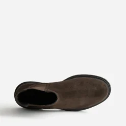 Chelsea boots marron cuir velours semelle crantée