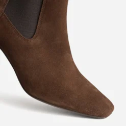 Chelsea boots marron cuir velours