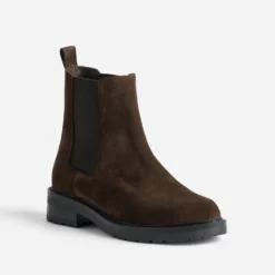Chelsea boots marron cuir velours