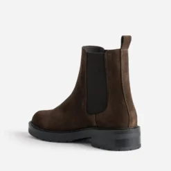 Chelsea boots marron cuir velours