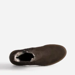 Chelsea boots marron cuir velours fourré
