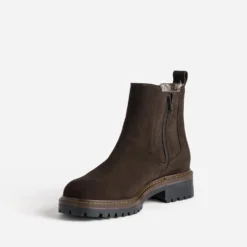 Chelsea boots marron cuir velours fourré