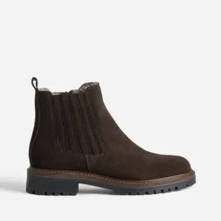 Chelsea boots marron cuir velours fourré