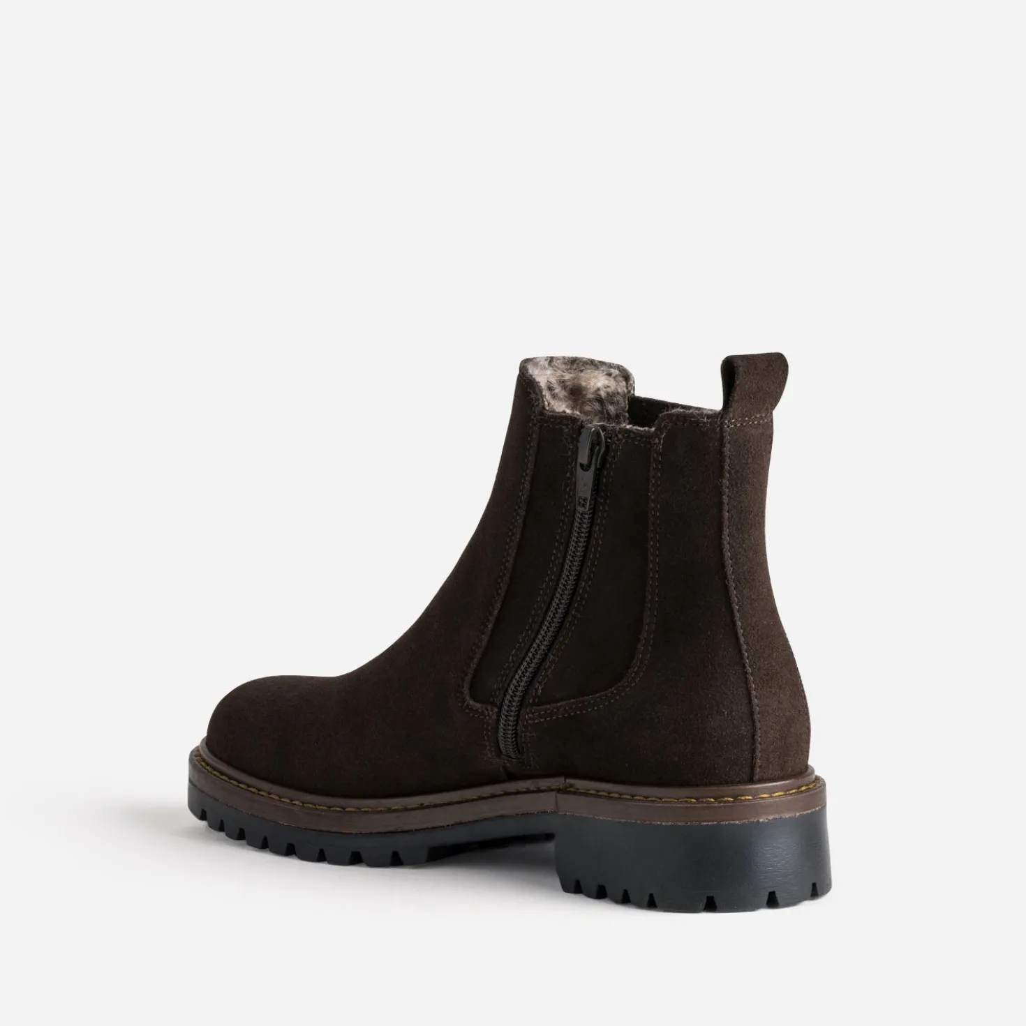 Chelsea boots marron cuir velours fourré