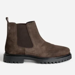 Chelsea boots marron cuir velours semelle crantée