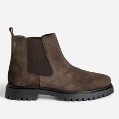 Chelsea boots marron cuir velours semelle crantée