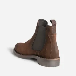 Chelsea boots marron cuir velours