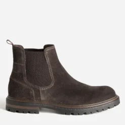 Chelsea boots marron cuir velours semelle crantée