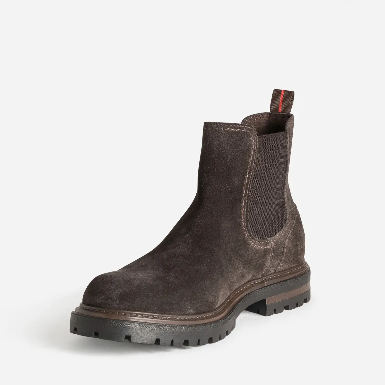 Chelsea boots marron cuir velours semelle crantée