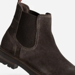Chelsea boots marron cuir velours semelle crantée