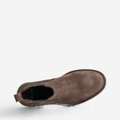 Chelsea boots marron cuir velours cranté