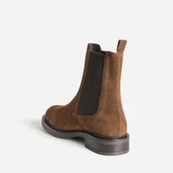 Chelsea boots marron cuir velours