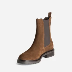 Chelsea boots marron cuir velours