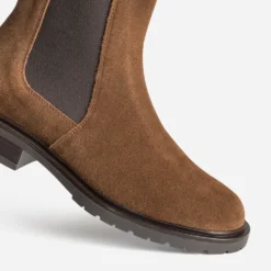 Chelsea boots marron cuir velours