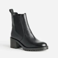 Chelsea boots noir cuir cranté