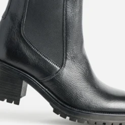 Chelsea boots noir cuir cranté