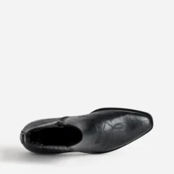 Chelsea boots noir cuir embossé effet croco