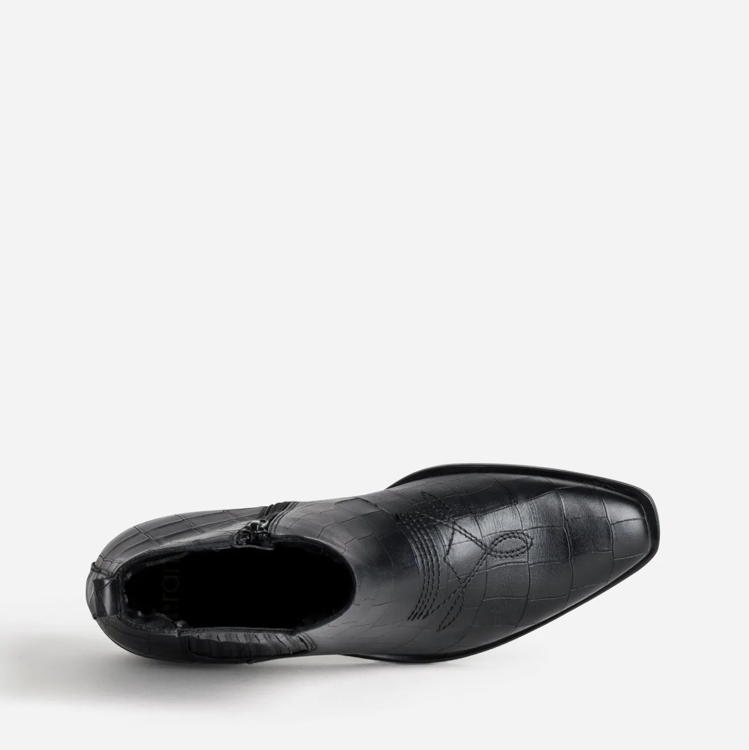 Chelsea boots noir cuir embossé effet croco