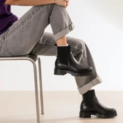 Chelsea boots noir cuir semelle crantée