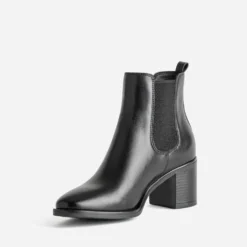 Chelsea boots noir cuir à talon