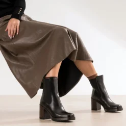 Chelsea boots noir cuir à talon