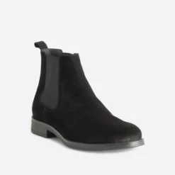 Chelsea boots noir cuir velours