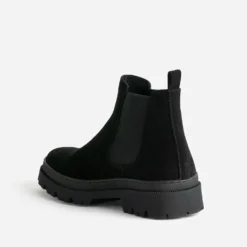 Chelsea boots noir cuir velours
