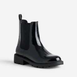 Chelsea boots noir verni effet python
