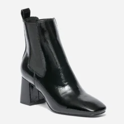 Chelsea boots noir verni à talon