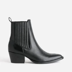 Chelsea boots santiag noir éco-conçu en cuir