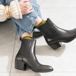 Chelsea boots santiag noir éco-conçu en cuir