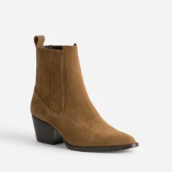 Chelsea boots santiags camel cuir velours