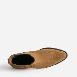 Chelsea boots santiags camel cuir velours
