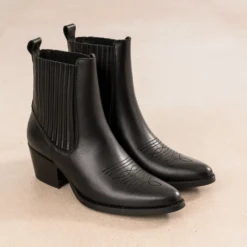 Chelsea boots santiags noir cuir