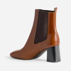 Chelsea boots à talon cognac cuir