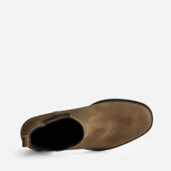 Chelsea boots talon tabac cuir velours