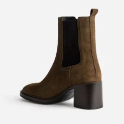 Chelsea boots talon tabac cuir velours
