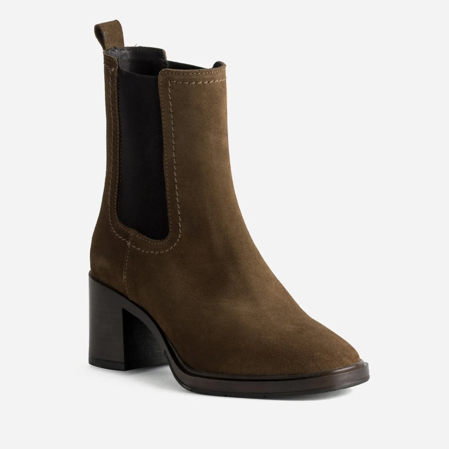 Chelsea boots talon tabac cuir velours