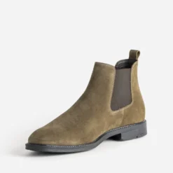 Chelsea boots taupe cuir velours
