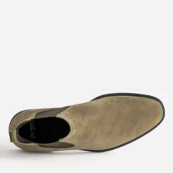 Chelsea boots taupe cuir velours