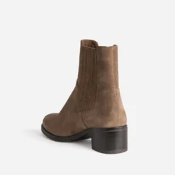 Chelsea boots taupe cuir velours