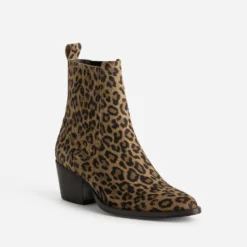 Chelsea boots TEXTO beige cuir imprimé effet léopard