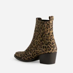 Chelsea boots TEXTO beige cuir imprimé effet léopard