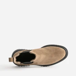 Chelsea boots TEXTO beige foncé en cuir velours