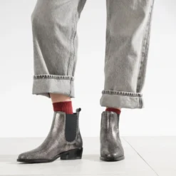 Chelsea boots TEXTO gris argent cuir effet python