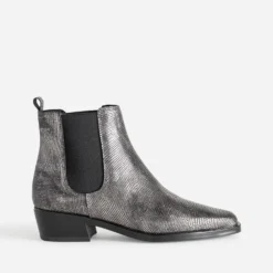 Chelsea boots TEXTO gris argent cuir effet python