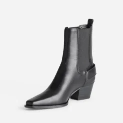 Chelsea boots TEXTO noir cuir esprit motard