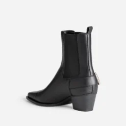 Chelsea boots TEXTO noir cuir esprit motard