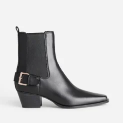 Chelsea boots TEXTO noir cuir esprit motard