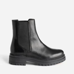 Chelsea boots TEXTO noir en cuir à semelle crantée
